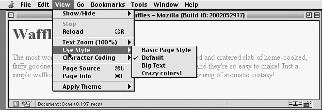 图6：一个支持选择备用样式的浏览器